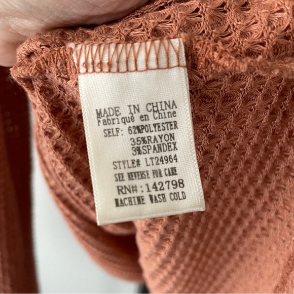 Loveriche Waffle Knit Balloon Statement Sleeve Vneck Pullover Top Blouse Sweater - Picture 2 of 9